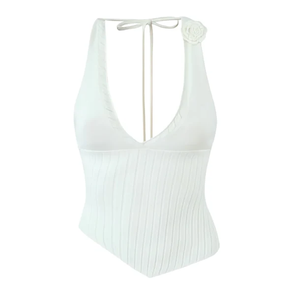 Hollowed-out backless halter top